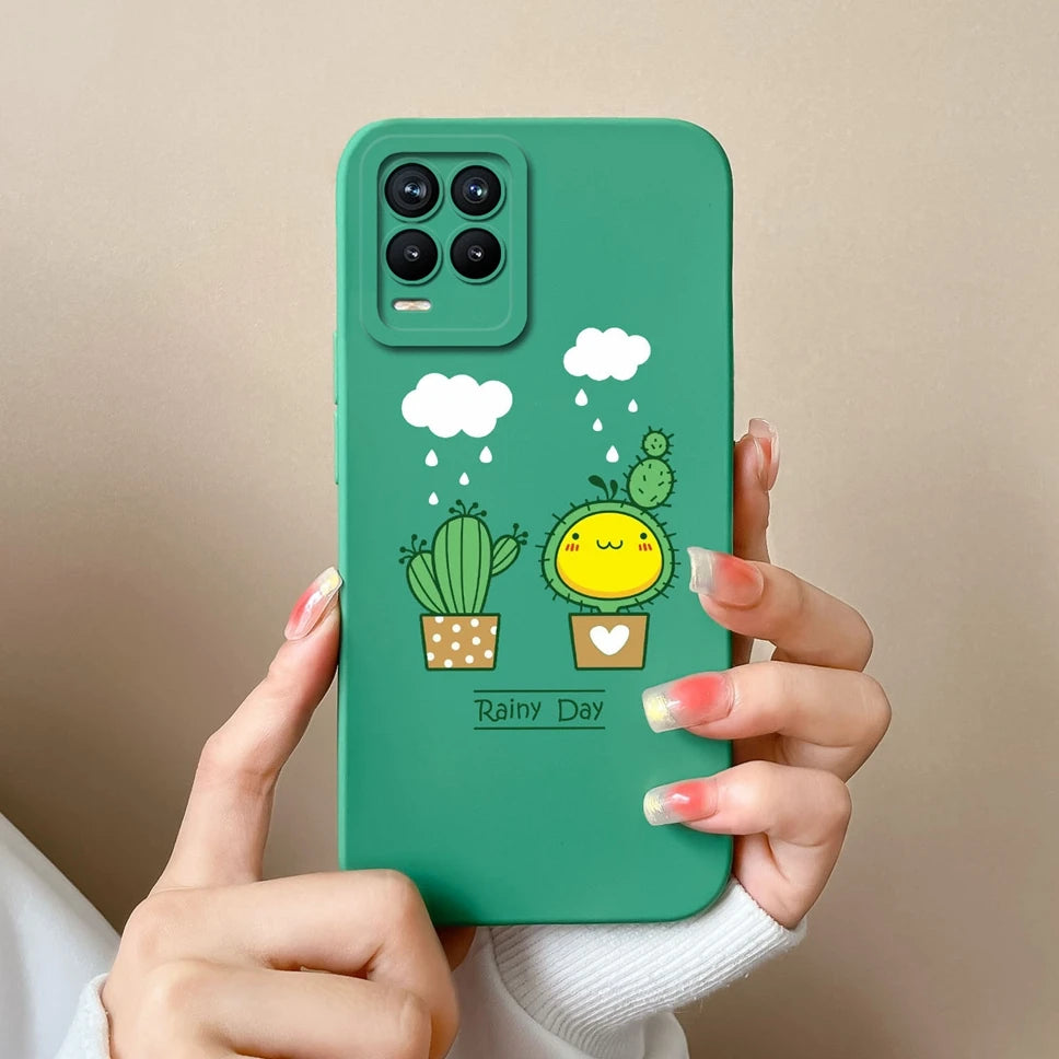 Cases For Realme 8 Pro 4G Shell Lovely Cartoon Astronaut Pattern Soft Liquid Silicone Phone Covers For Realme8 8Pro Fundas Coque