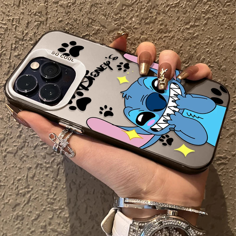 Plating Hard Phone Case for Xiaomi Redmi Note 13 12 11 Pro Plus 4G 5G 12S 11S 10S 10 9 9S 8 12C 13C A3 Disney Stitch Love Cover