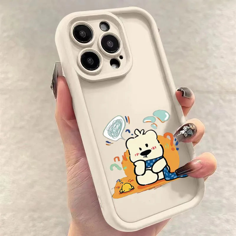 Cute Cartoon Bear Case for Samsung Galaxy S25 S23 S22 S24 Ultra Plus S21 FE A54 A53 A52 A52S A16 A15 A35 A55 A34 A33 A32 Cover