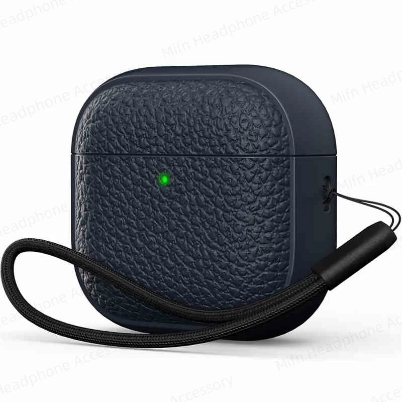 For AirPods 4 Lichee Pattern Case with Lanyard/Cleaner Kit Business Earphone Cases for Men Women For Apple AirPods Pro Headset