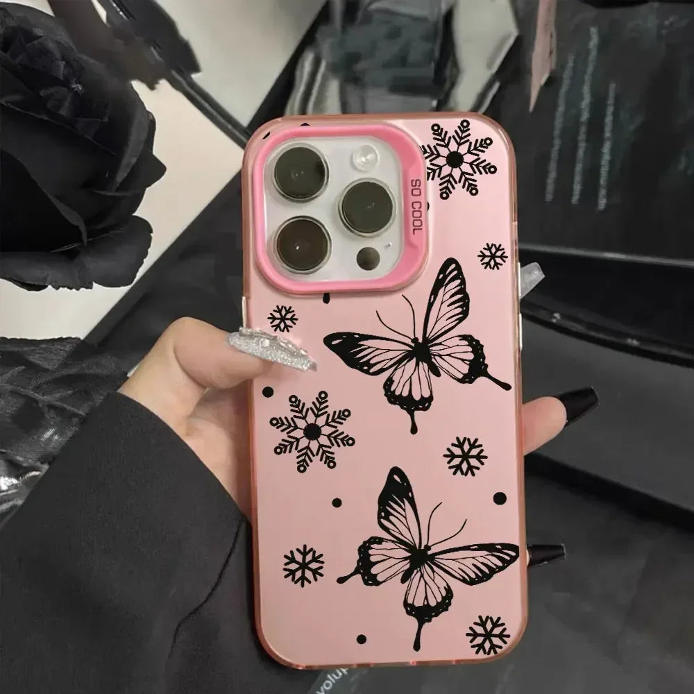 Case For Vivo V25 V25E X80 Lite Luxury Matte Silver IMD Phone Funda For Vivo V25E X80Lite Fashion Butterfly Color Soft Cover