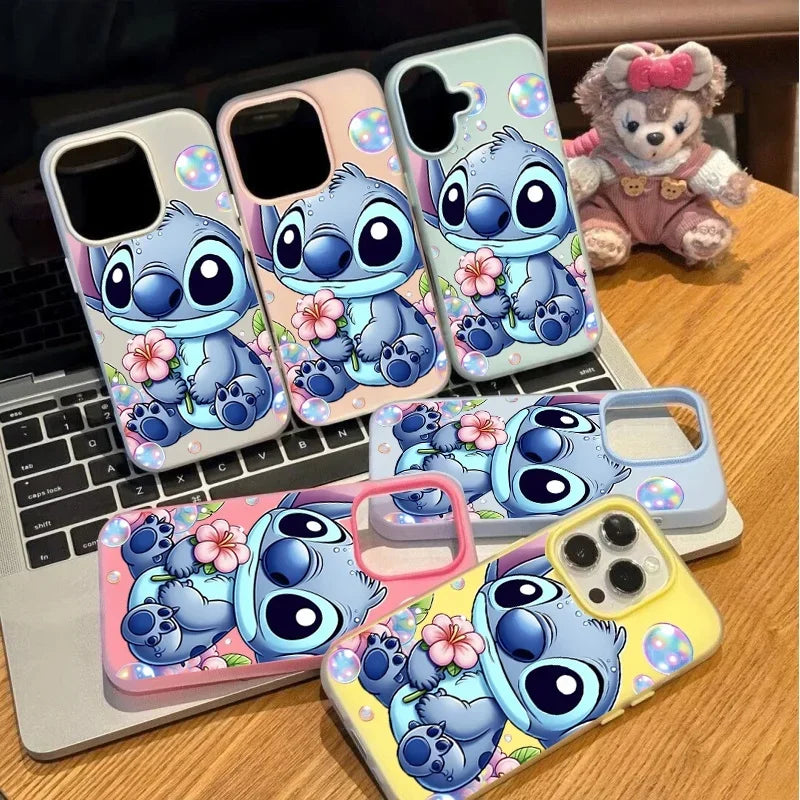 Bubble Flower Stitch Phone Case For IPhone 17 16 15 14 13 12 11 Pro Max Plus Air Casing Color Jelly Silicone Bumper 2 In 1 Cover