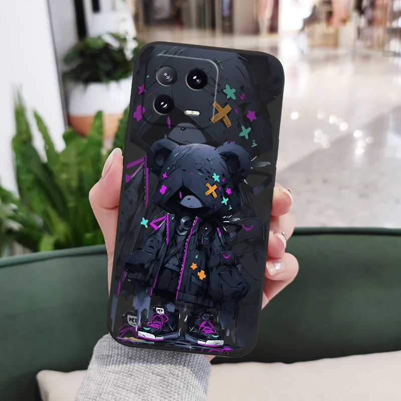 Mysterious Bear Phone Case For Xiaomi Mi 15 14 14T 13 13T 12 12X 12T 12S 11 11T 10 10T 9 9T Pro Lite Liquid Silicone Cover