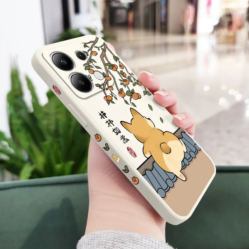 Cute Lively Cat Phone Case For Xiaomi Redmi Note 14 13 12 12S 11 11S 10 10S 9 9S Pro Plus 4G 5G Liquid Silicone Cover