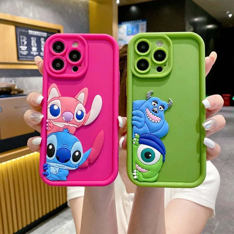 Kawaii Stitch Angel Phone Case for IPhone 16 15 14 13 12 11 Pro Max Plus 7 8 SE X XR XS Max Slim Protective Shockproof Cover