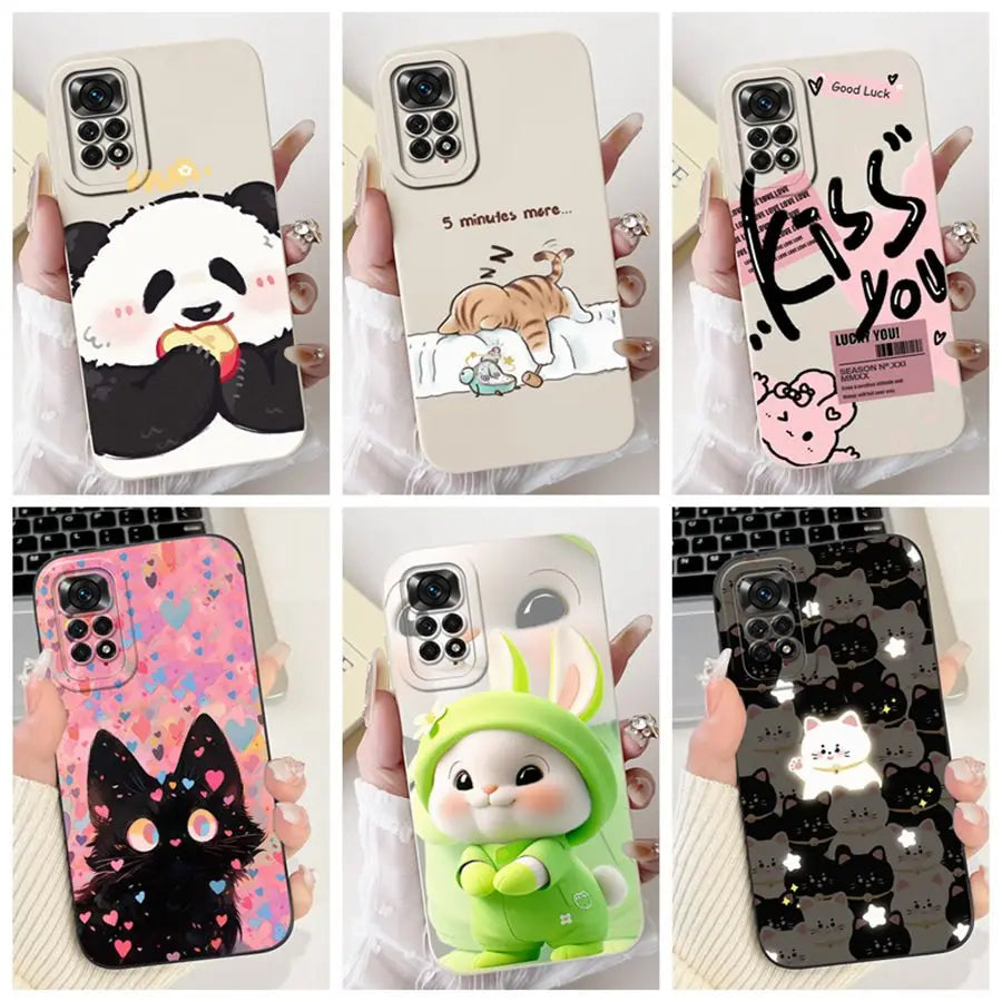 Case for Redmi Note 11 11S 4G 11 Pro Couqe Matte Soft Silicone Cartoons Funda Shockproof  Phone Bags For Note11 11S Back Covers