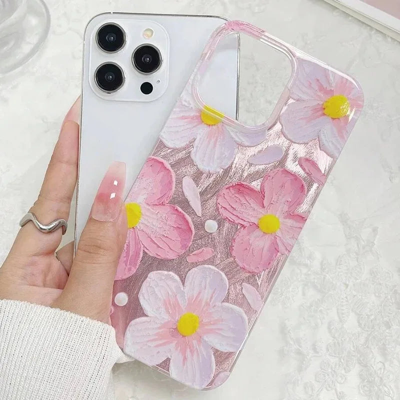 Daisy Fashionable Cherry Blossom Printed Phone Case For iPhone 13 11 12 14 15 16 Pro Max Plus 16E XR 8 7 Plus SE2 X XS Max Cover