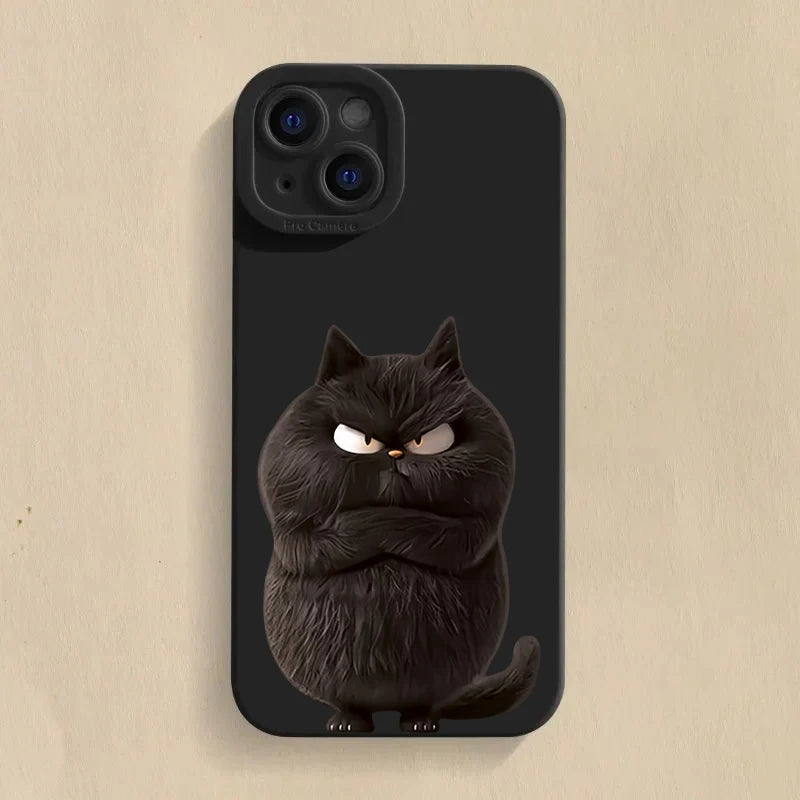 Funny Cool Cat Silicone Phone Case For iPhone 16 15 14 13 12 11 Pro Max 15 Pro XS XR X 7 8 16 Plus Shockproof Matte Soft Cover