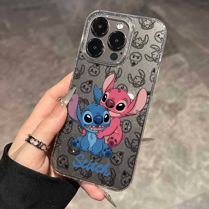 Cute Stitch Angel Couple Love For Apple iPhone 17 17Air 16 15 14 13 12 XS XR 8 7 Pro Max Plus Translucent Phone Case Funda Cover