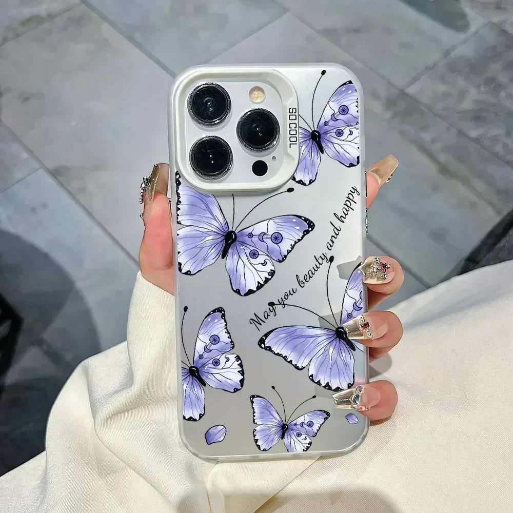 For Samsung Galaxy A06 A16 Case Luxury Fashion Butterfly Silver IMD Phone Case For Samsung A06 A16 Matte Color Cover Funda