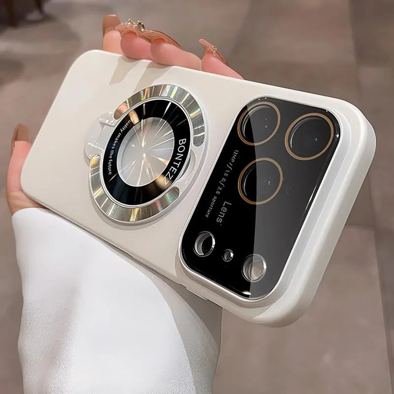 for Magsafe Bracket Matte Hard Case for iPhone 17 16 15 Pro Max Plus 17 Air 11 12 13 14 Magnetic Stand Camera Protector Cover