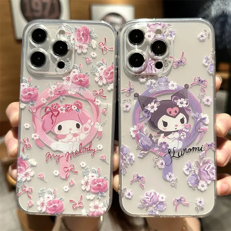 Sanrio Hello Kitty Cinnamon Case For iPhone 11 12 13 14 15 Pro Max Mini X XS XR 8 7 Plus SE 2020 Clear Magsafe Magnetic Cover