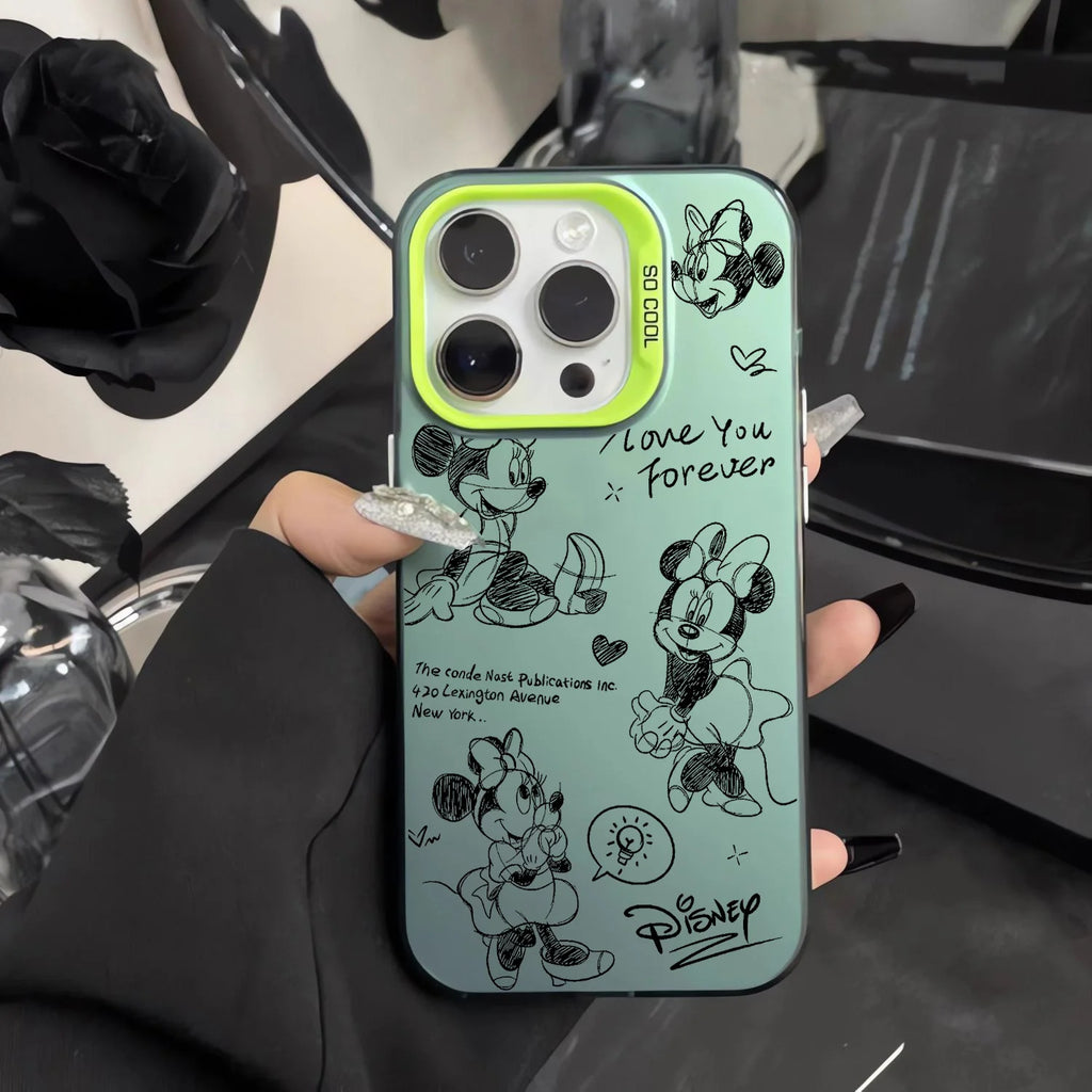 Line Retro Mickey Minnie Phone Case For Xiaomi Redmi Note 7 8 9 9S 10 11 12 13 14 Pro Plus 4G 5G Anti Fall Matte Back Cover