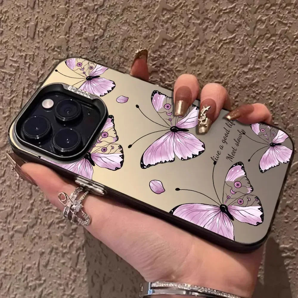 Case For Vivo V25 V25E X80 Lite Luxury Matte Silver IMD Phone Funda For Vivo V25E X80Lite Fashion Butterfly Color Soft Cover