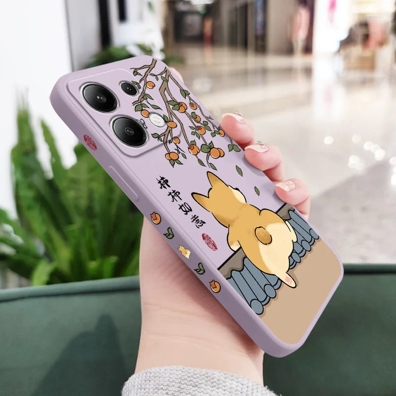 Cute Lively Cat Phone Case For Xiaomi Redmi Note 14 13 12 12S 11 11S 10 10S 9 9S Pro Plus 4G 5G Liquid Silicone Cover