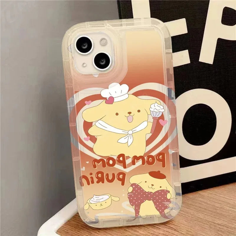 Saniro Pom Purin Case For iPhone 16 15 14 13 12 11 Pro Max 16E XR XS X 8 7 Plus SE 2020 Printing Clear Silicone Protective Cover