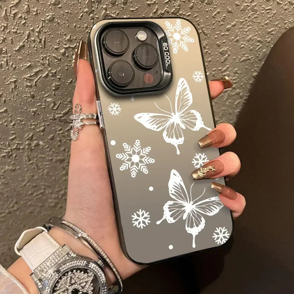 For Samsung Galaxy A06 A16 Case Luxury Fashion Butterfly Silver IMD Phone Case For Samsung A06 A16 Matte Color Cover Funda
