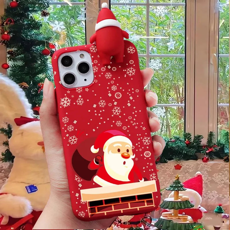 Christmas Reindeer Elk 3D Dolls Case For Realme 13 11 10 9 8 14T 5G 14 Pro Plus 7 6 5 Pro C20 5i 6i 7i 8i 9i 4G C3 Snowman Cover