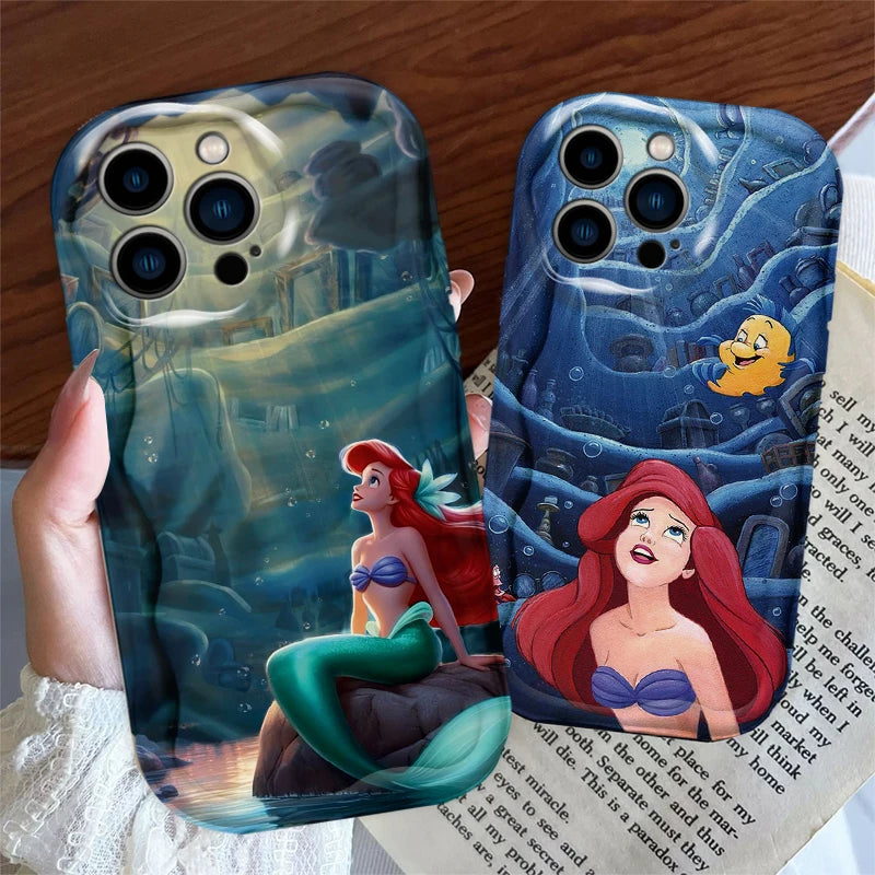 The Little Mermaid Cover For Apple iPhone 15 14 13 12 11 Pro X XR XS Max Plus 8 7 Plus SE Wave Oil Phone Case