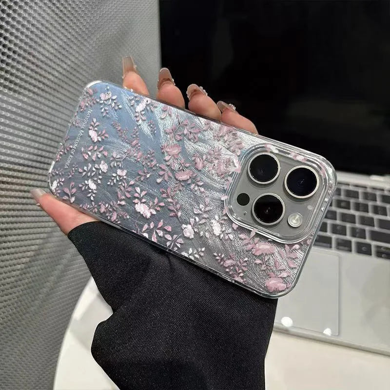 Small Flower Shockproof Hard Case for Xiaomi 14T Pro Protective Cover for Xiaomi 11 Lite 13T 13TPro Chiffon Texture Capa Fundas