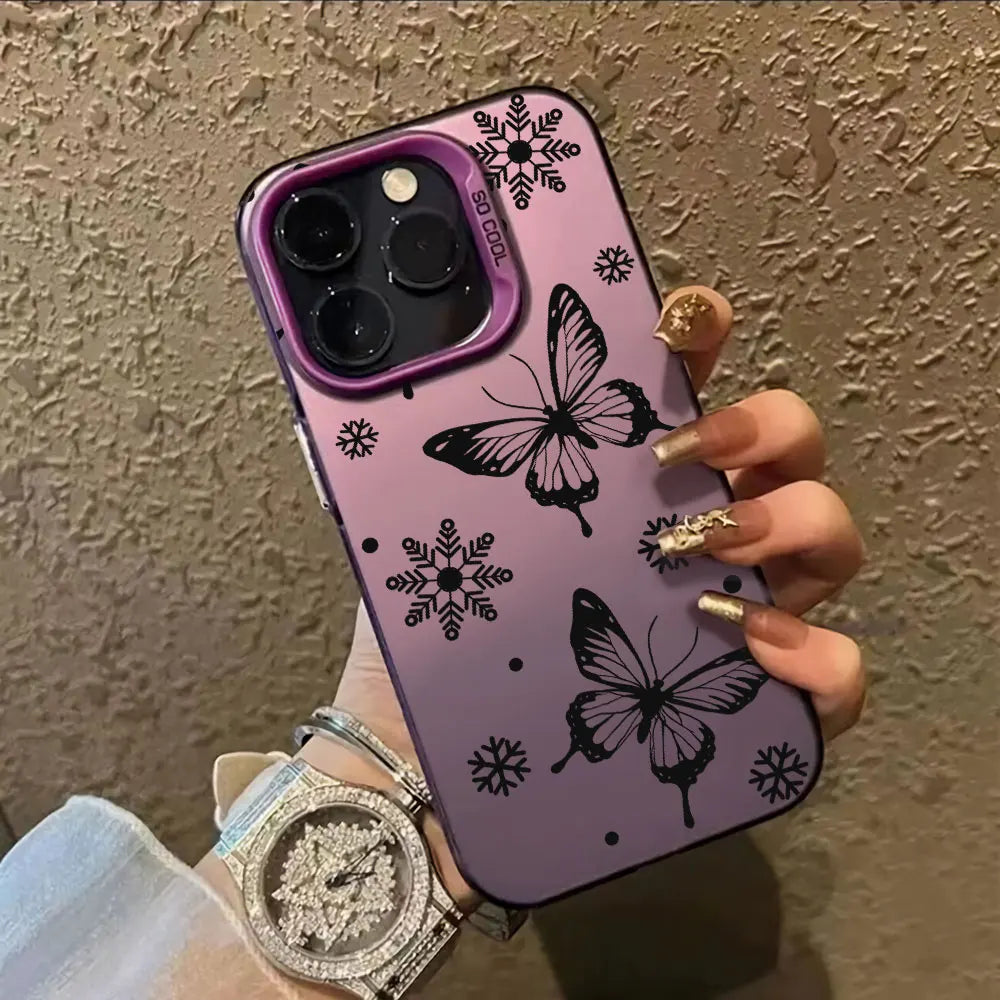 Case For Vivo V25 V25E X80 Lite Luxury Matte Silver IMD Phone Funda For Vivo V25E X80Lite Fashion Butterfly Color Soft Cover