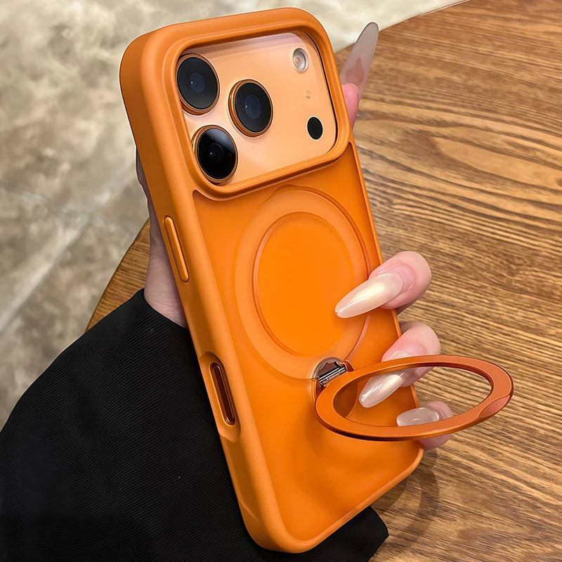 For Magsafe Metal Car Holder Ring Phone Case For iPhone 17 Pro Max 17 Air 16 Plus 15 Pro 14 13 12 11 Magnetic Bumper Cases Cover