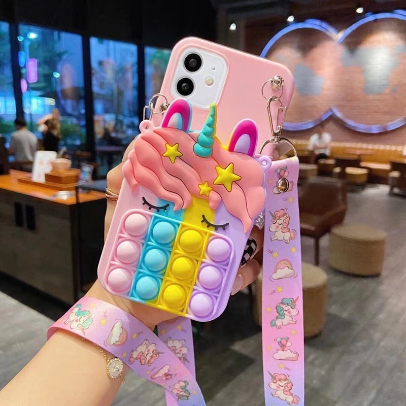 Coin Purses Pop Unicorn Case For Xiaomi Redmi Note 11 10 9 Pro Max 10S 9S 8 7 6 Pro 9T 8T 9A 9C 8A 7A Unicorn Bubble Wallet Case