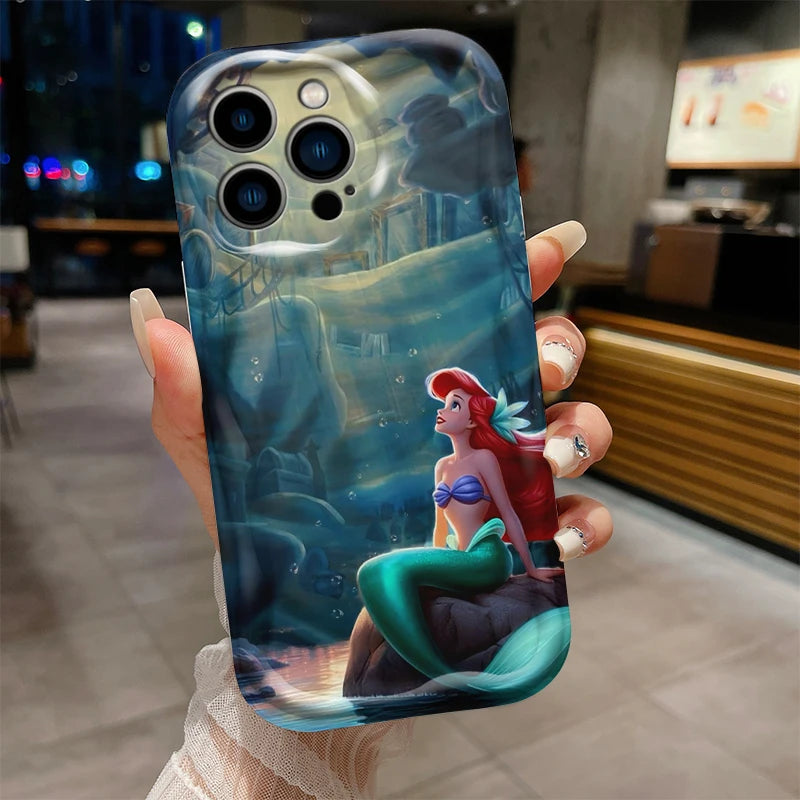 The Little Mermaid Cover For Apple iPhone 15 14 13 12 11 Pro X XR XS Max Plus 8 7 Plus SE Wave Oil Phone Case