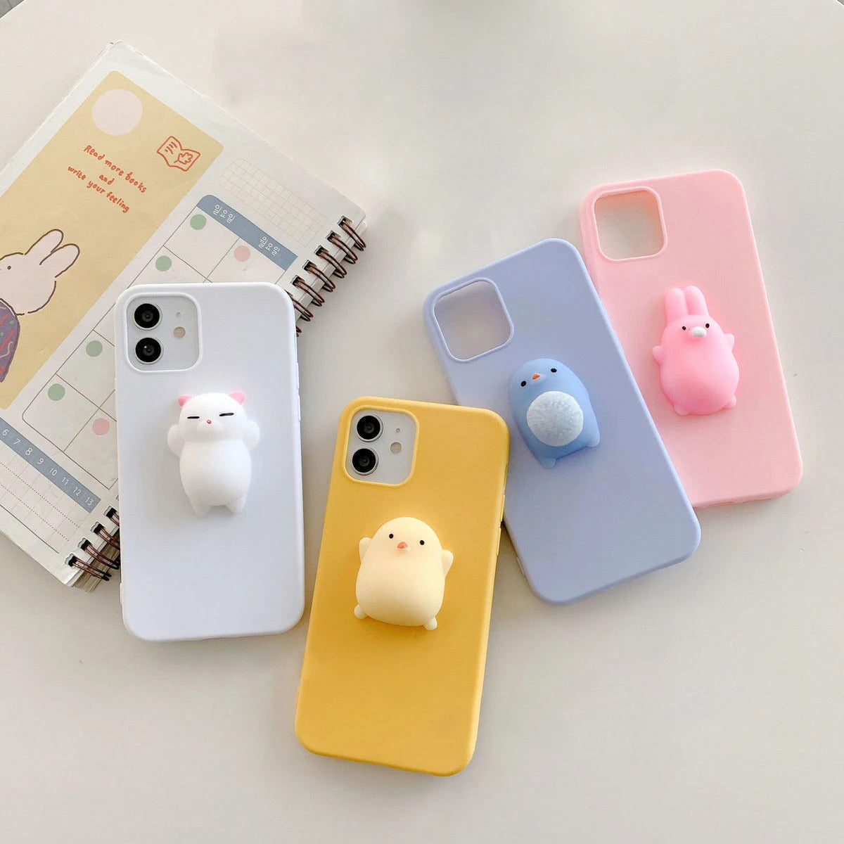 3D Squishy Toys Chick Cat Case For Apple iPhone 15 14 Plus 12 13 mini 11 Pro Max SE 2020 SE 3 Animals TPU Cover Soft Cases