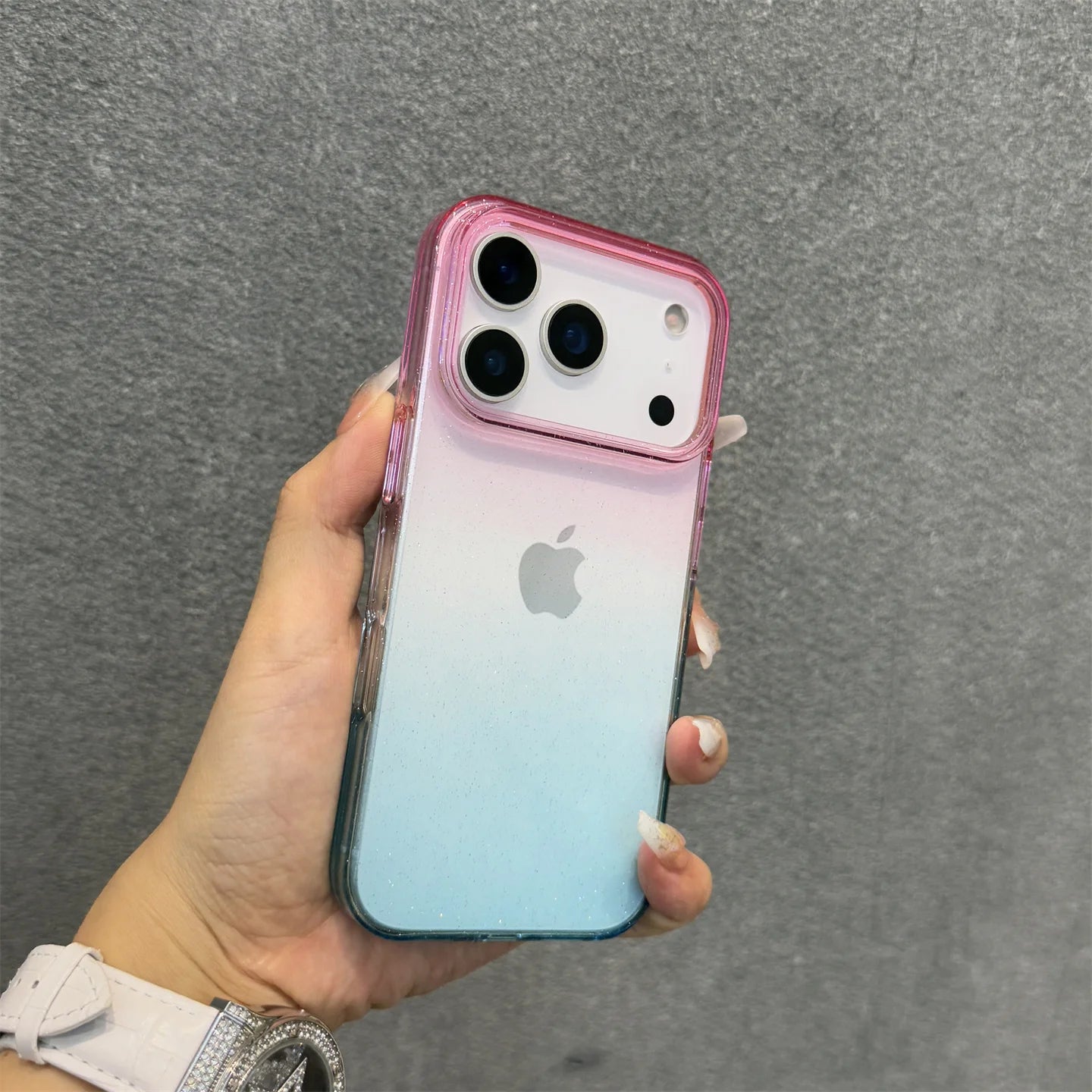 Flash Gradient Transparent Phone Case For iPhone 17 16 15 14 13 12 Pro Max 17Air Minimalist Clear Soft Edge Shockproof Cover