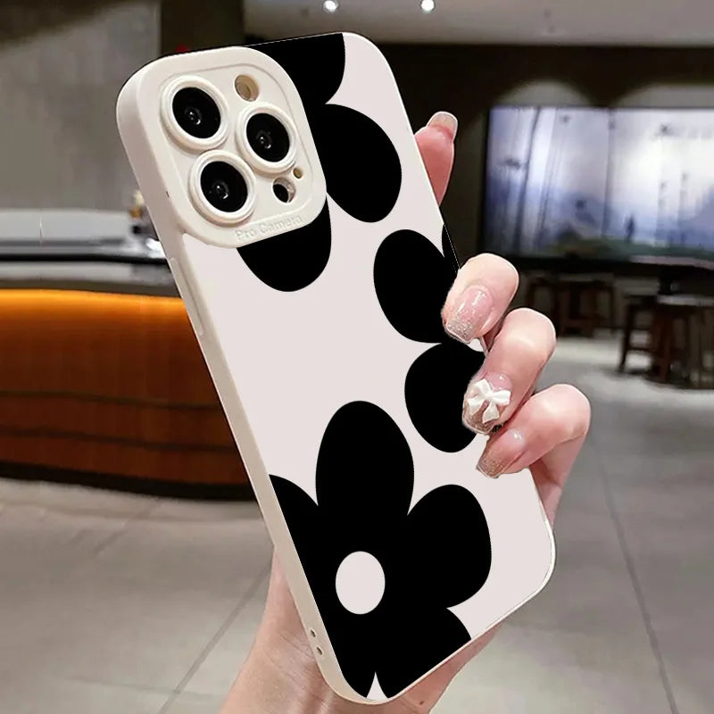 Daisy Floral Phone Case For iPhone 17 16 15 14 Pro Max 13 12 11 XS X XR 7 8 Plus 16E Shoockproof Soft TPU Silicone Bumper Cover