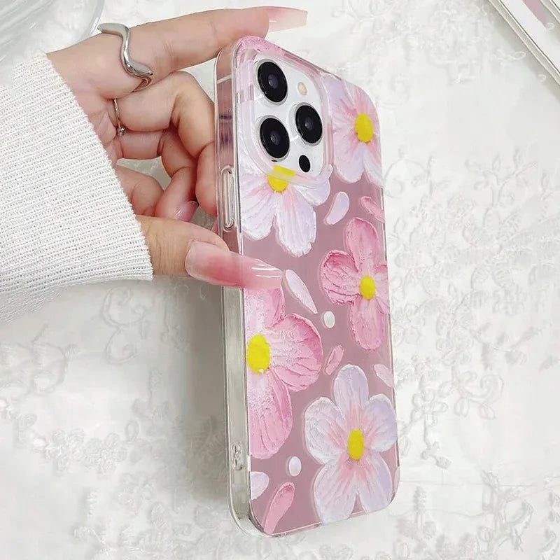 Daisy Fashionable Cherry Blossom Printed Phone Case For iPhone 13 11 12 14 15 16 Pro Max Plus 16E XR 8 7 Plus SE2 X XS Max Cover