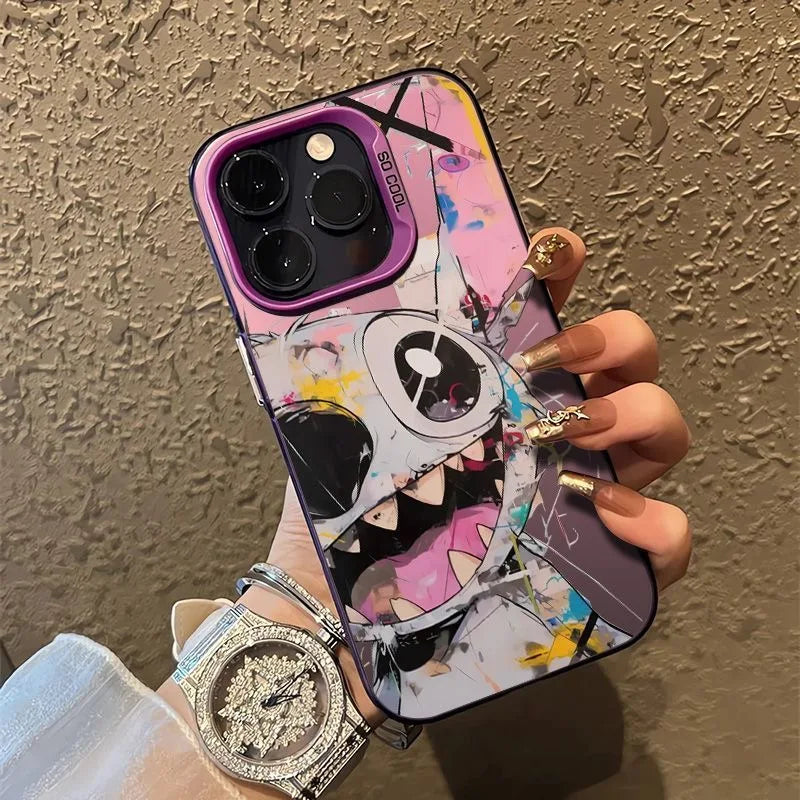 Cute Graffiti Stitchs Phone Case For iPhone 16 15 14 13 12 11 Pro Max X XR XSMAX 8 7 Plus Candy Matte Shockproof Back Cover