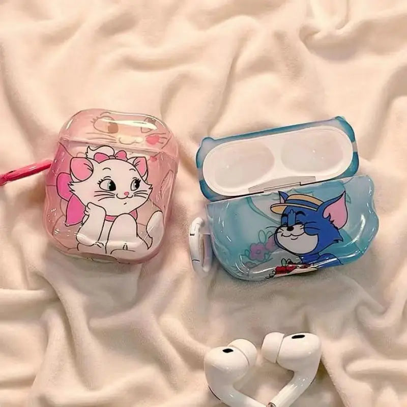 Disney The Aristocats Marie Cat Transparent Silicone Earphone Protective Case Couple Airpods 1 2 3 4 Universal Earphone Case