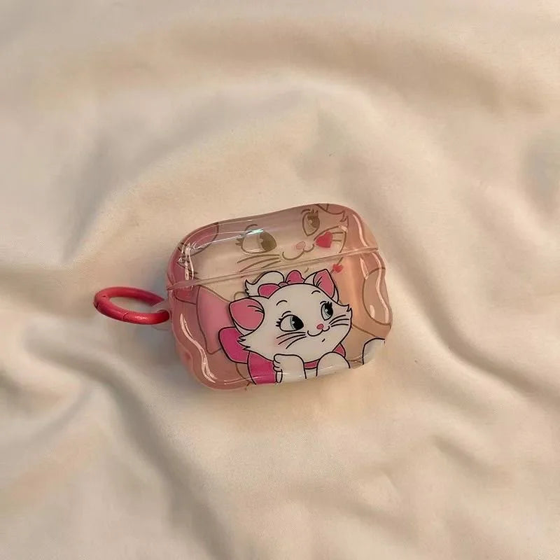 Disney The Aristocats Marie Cat Transparent Silicone Earphone Protective Case Couple Airpods 1 2 3 4 Universal Earphone Case