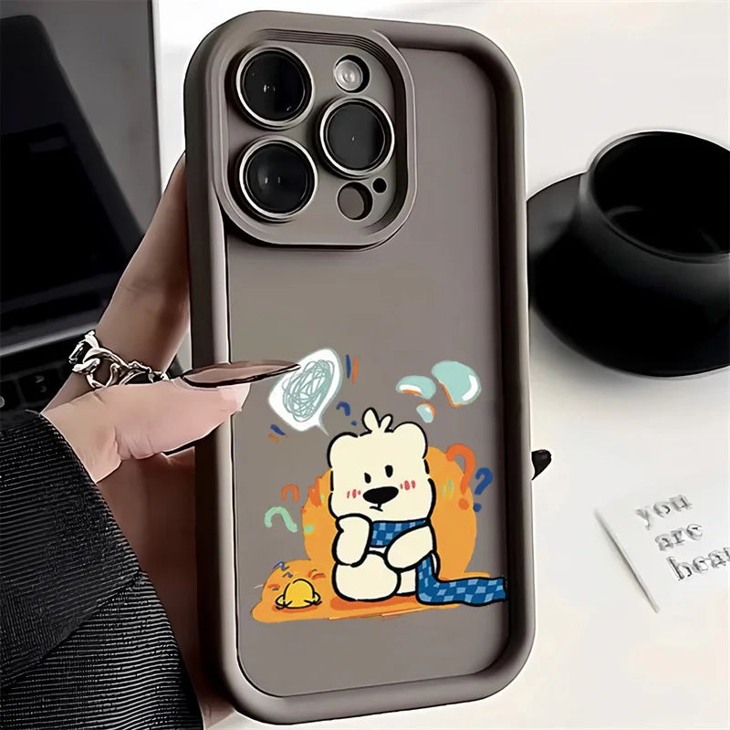 Cute Cartoon Bear Case for Samsung Galaxy S25 S23 S22 S24 Ultra Plus S21 FE A54 A53 A52 A52S A16 A15 A35 A55 A34 A33 A32 Cover