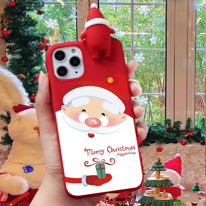 Christmas Reindeer Elk 3D Dolls Case For Realme 13 11 10 9 8 14T 5G 14 Pro Plus 7 6 5 Pro C20 5i 6i 7i 8i 9i 4G C3 Snowman Cover