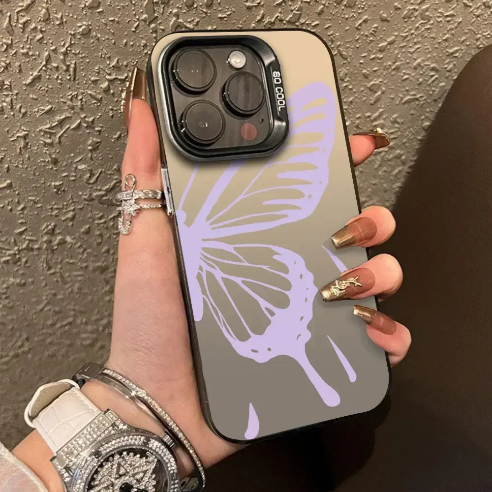 For Samsung Galaxy A06 A16 Case Luxury Fashion Butterfly Silver IMD Phone Case For Samsung A06 A16 Matte Color Cover Funda