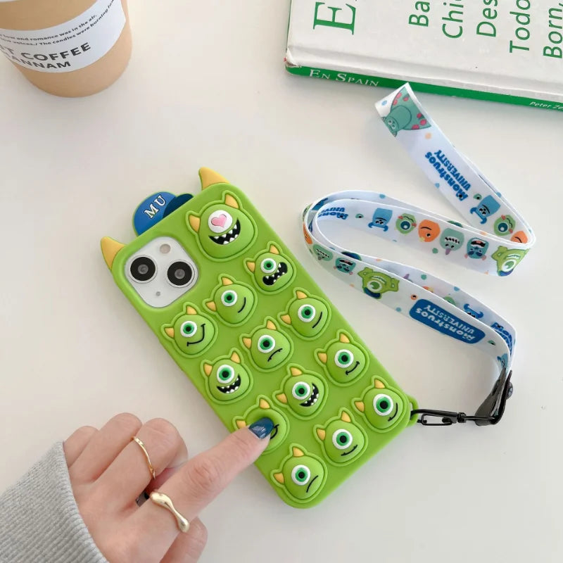 Unzip Phone Case For iPhone 15 14 13 12 11 Little Monster Unzip Pinch Silicone Phone Cover For iPhone 15 Pro Max Toy Mobile Case