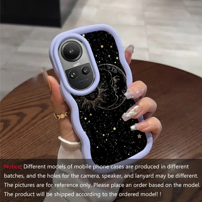 Fashion sun moon stars Flexible Case For Reno10 With Anti-Fingerprint Features Suitable For OPPO A Reno X 91 77 79 3 11 54 38