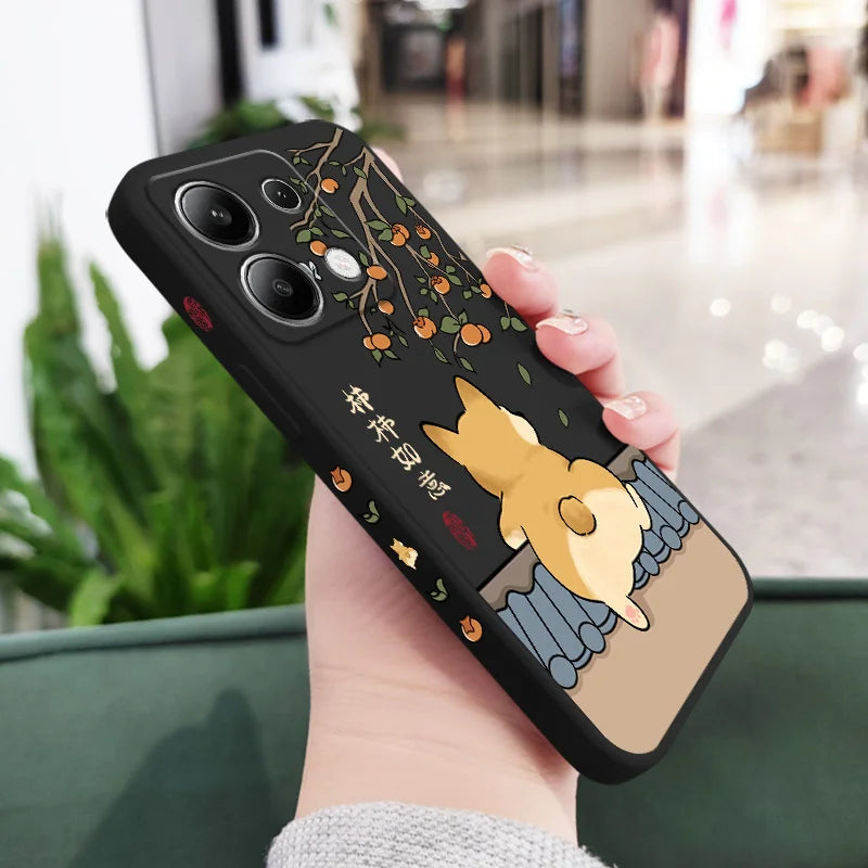 Cute Lively Cat Phone Case For Xiaomi Redmi Note 14 13 12 12S 11 11S 10 10S 9 9S Pro Plus 4G 5G Liquid Silicone Cover