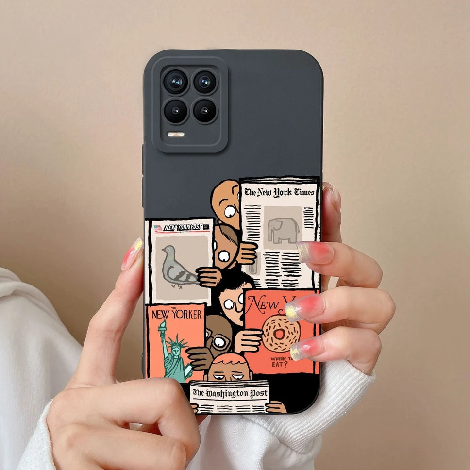 Cases For Realme 8 Pro 4G Shell Lovely Cartoon Astronaut Pattern Soft Liquid Silicone Phone Covers For Realme8 8Pro Fundas Coque