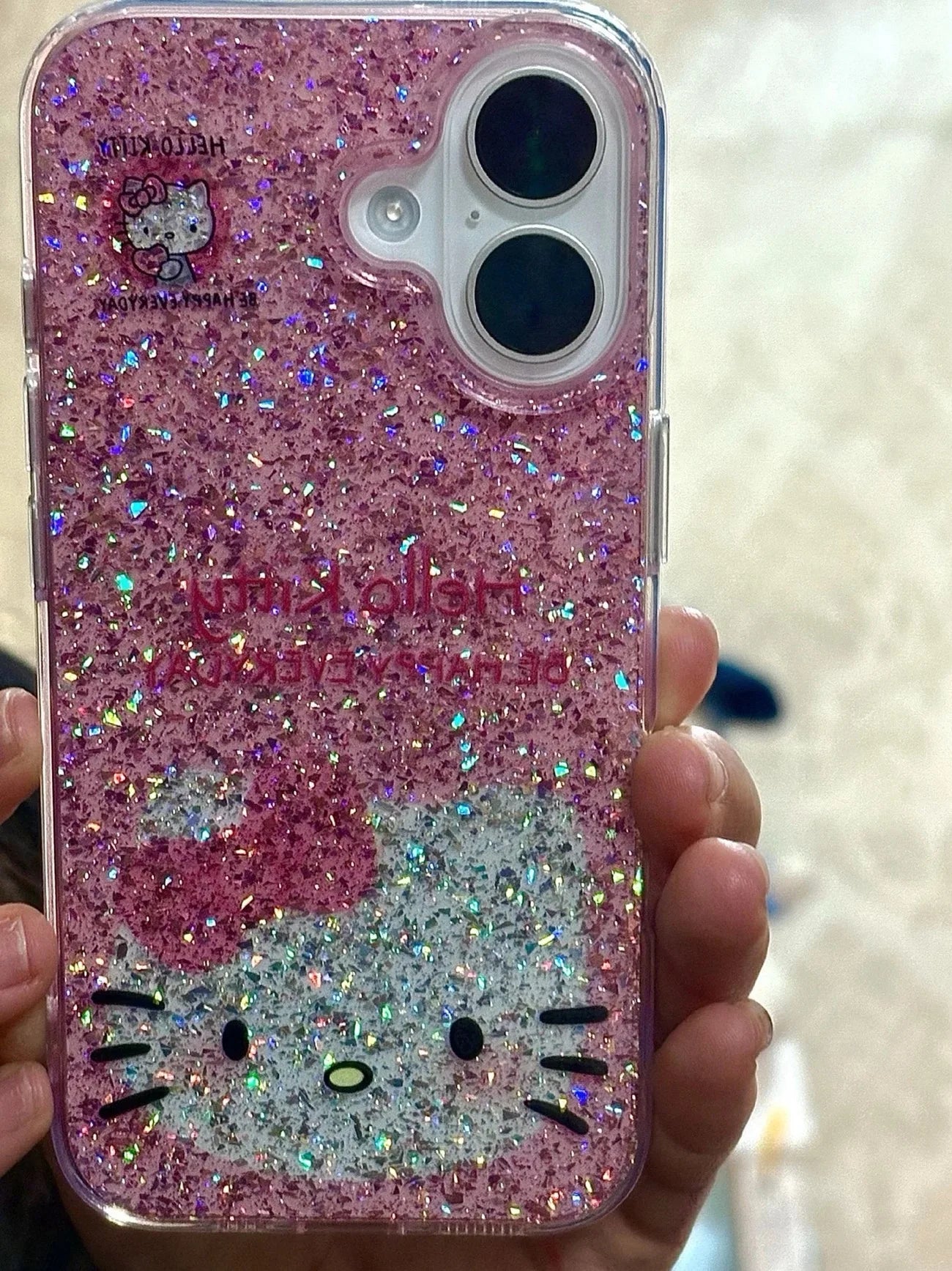 Luxury Glitter lovely Hello Kitty Clear Soft Case protection for iPhone 16 15 13 12 11 14 Pro Max XS XR 16 7 8 Plus X SE Coque