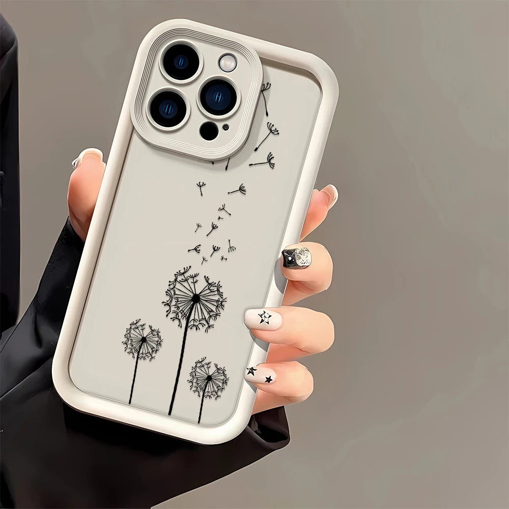 Soft Dandelion Flower Phone Case For iPhone 14 Pro For iPhone 13 11 12 16 15 Pro XS MAX XR 7 8 Plus SE 2022 Shockproof Cover