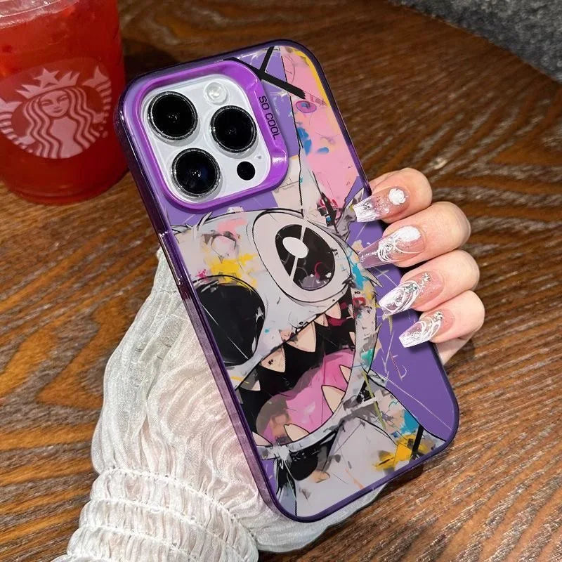 Cute Graffiti Stitchs Phone Case For iPhone 16 15 14 13 12 11 Pro Max X XR XSMAX 8 7 Plus Candy Matte Shockproof Back Cover
