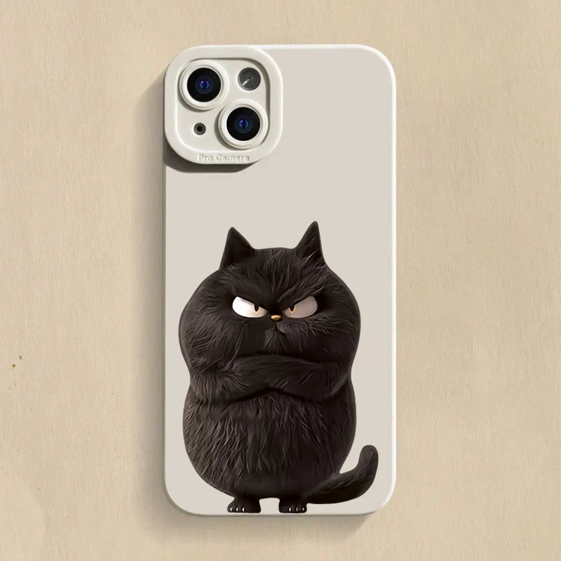 Funny Cool Cat Silicone Phone Case For iPhone 16 15 14 13 12 11 Pro Max 15 Pro XS XR X 7 8 16 Plus Shockproof Matte Soft Cover
