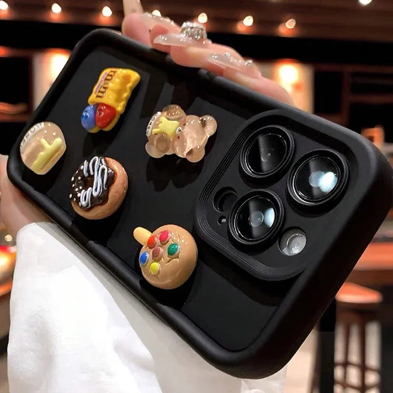 Cute 3D Bear Coffee Doughnut Phone Case For Xiaomi Poco X6 X5 X3 F5 F6 M6 X7 Pro Mi 14T 14 13T 13 12T 12 11 Lite 5G Soft Cover